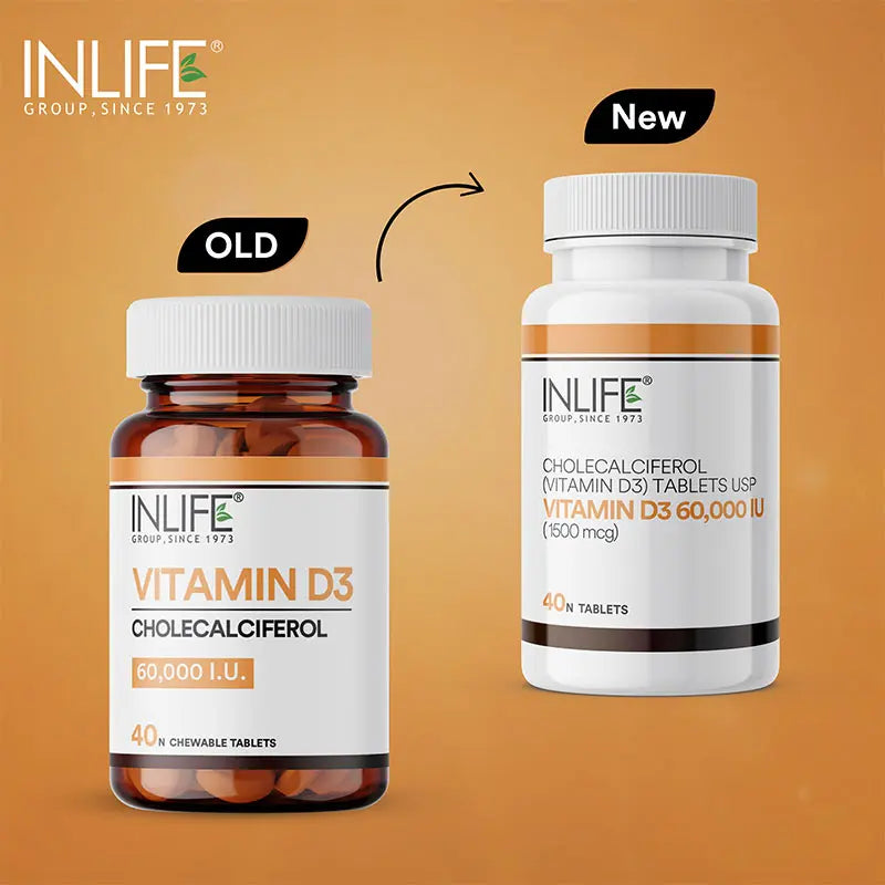 Inlife Vitamin D3 60000 IU Chewable Tablets | Cholecalciferol Tablets - 6