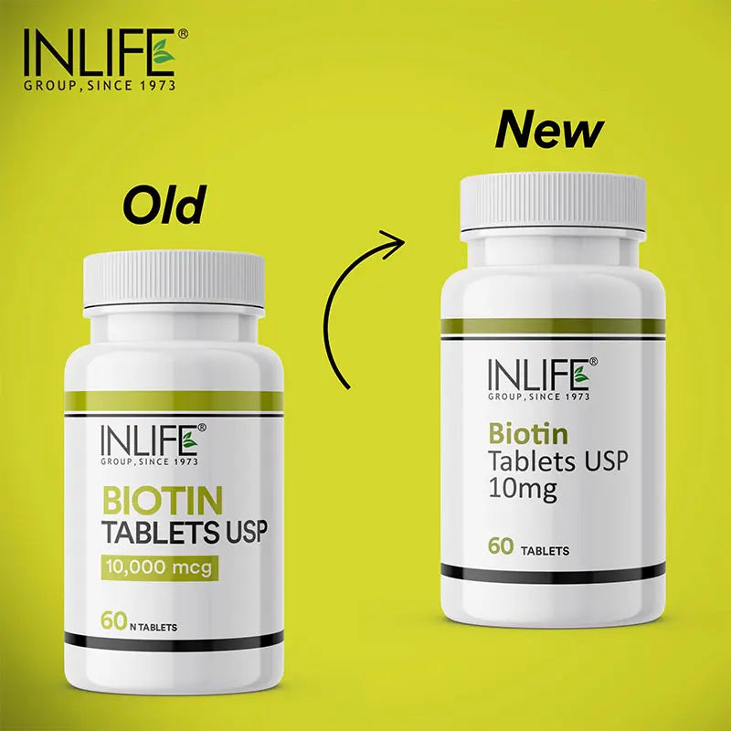 Inlife Biotin 10mg Tablets | Vitamin B7 Supplement 60 Tablets