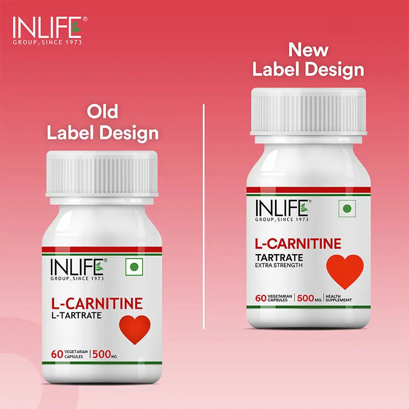 Inlife L-Carnitine L-Tartrate (500mg) Supplement | 60 Veg. Capsules ZEVIKA HEALTH Inlife L-Carnitine L-Tartrate (500mg) Supplement | 60 Veg. Capsules ZEVIKA HEALTH