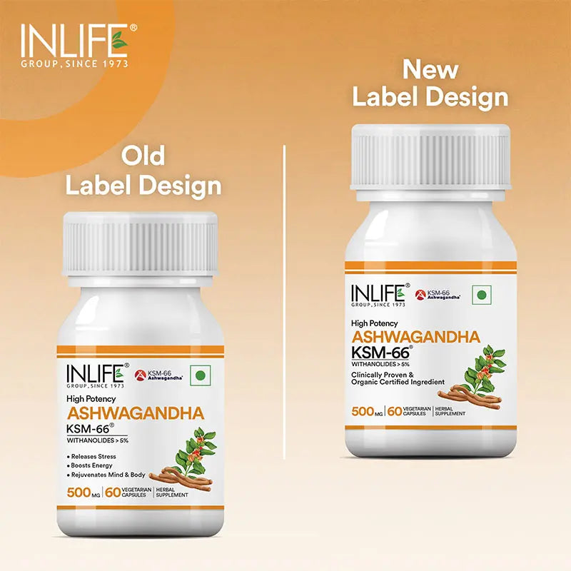 Inlife KSM-66 Ashwagandha with Withanolides > 5% | 60 Veg. Capsules
