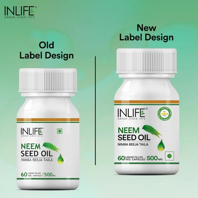 Inlife Neem Seed Oil Supplement | 500mg | 60 Veg. Capsules