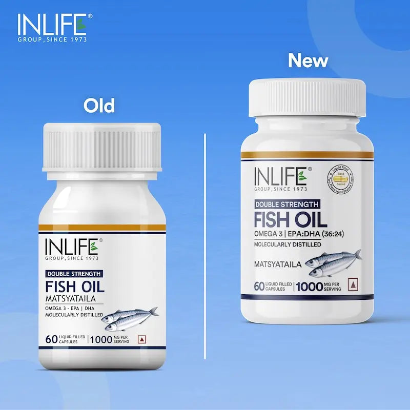 Inlife Fish Oil (Double Strength) Omega 3 Fatty Acids Supplement | 1000mg per serving - 9