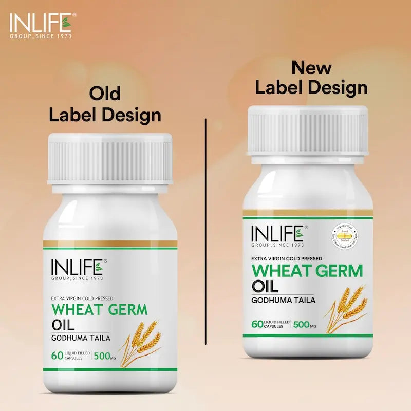 INLIFE Wheat Germ Oil Supplement | 500mg Capsules | Natural Vitamin E 60 Capsules