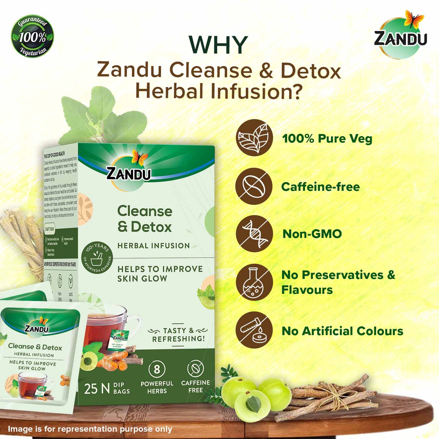 Zandu Cleanse & Detox Tea - Natural Body Detox 25 Teabags (Pack Of 2)
