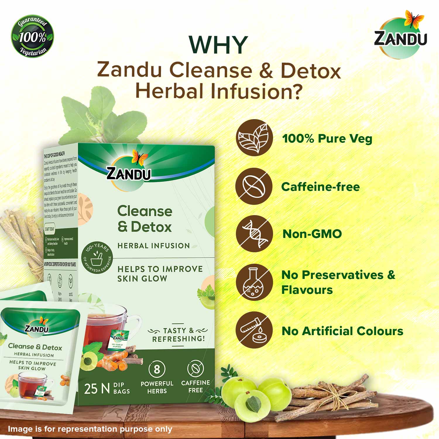 Zandu Cleanse & Detox Tea - Natural Body Detox 25 Teabags (Pack Of 2)