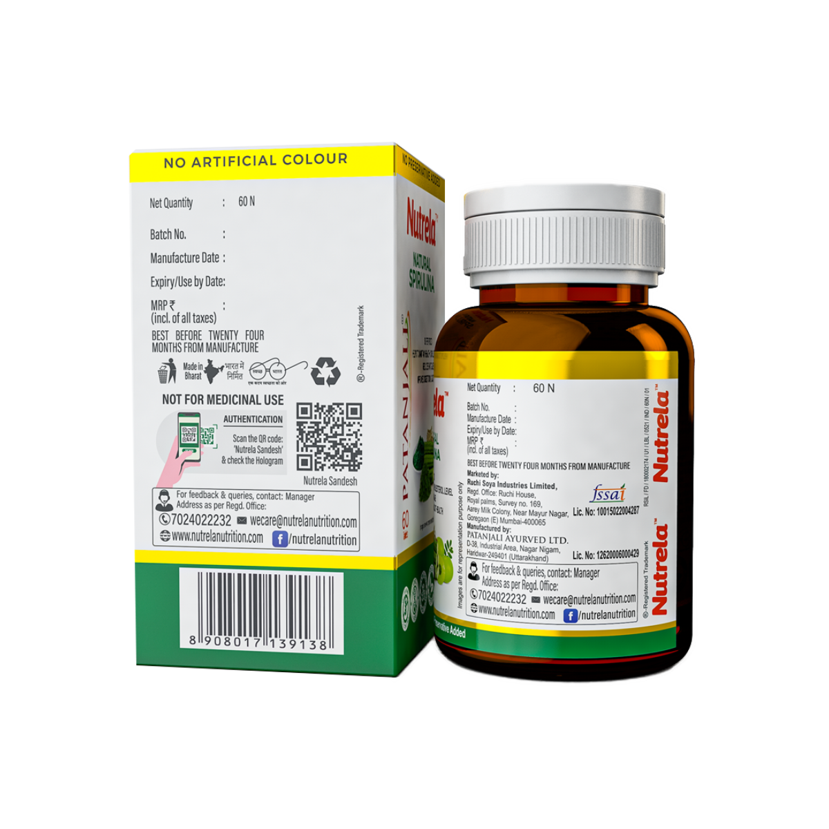 Patanjali Nutrela Spirulina Natural 60 Tablets