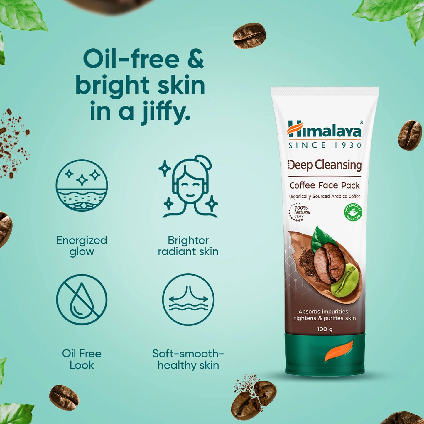 Himalaya Deep Cleansing Coffee Face Pack | Purifying Clay Mask for Oil-Free Radiant Skin