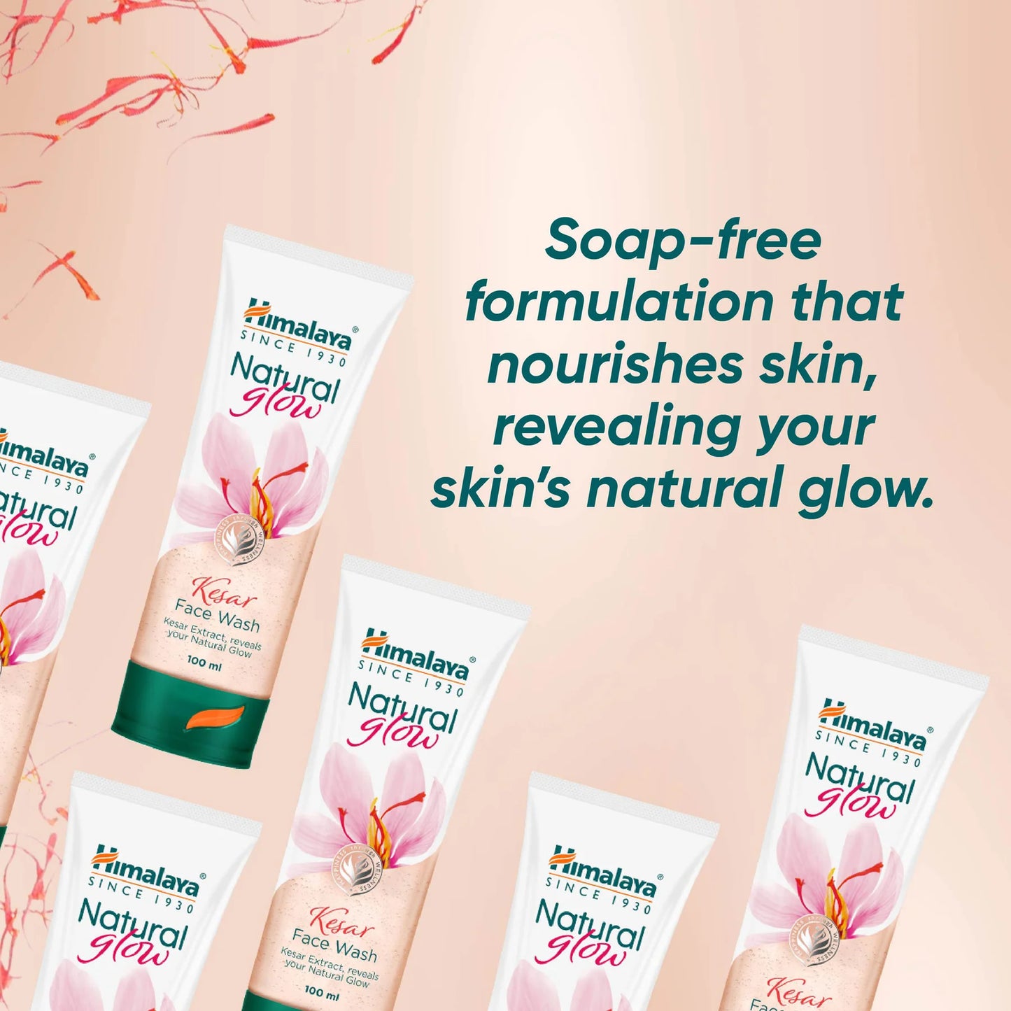 Himalaya Natural Glow skincare products with text on a pink background