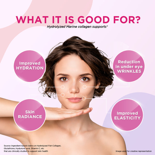 Siens By Dabur Hydrolyzed Marine Collagen | Powder with Glutathione, Hyaluronic Acid, Vitamin C Blueberry Lavender