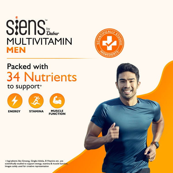 Siens By Dabur Multivitamin for Men | 34 nutrients to Support Energy, Muscle Function & Stamina
