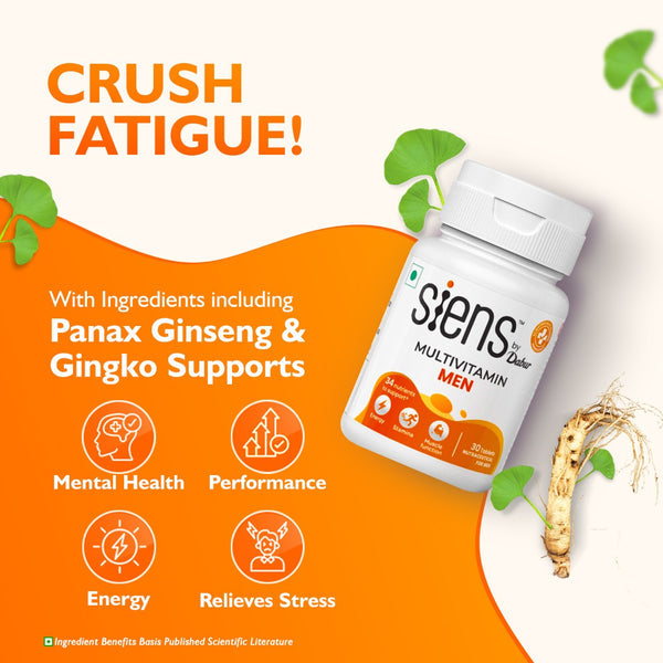 Siens By Dabur Multivitamin for Men | 34 nutrients to Support Energy, Muscle Function & Stamina