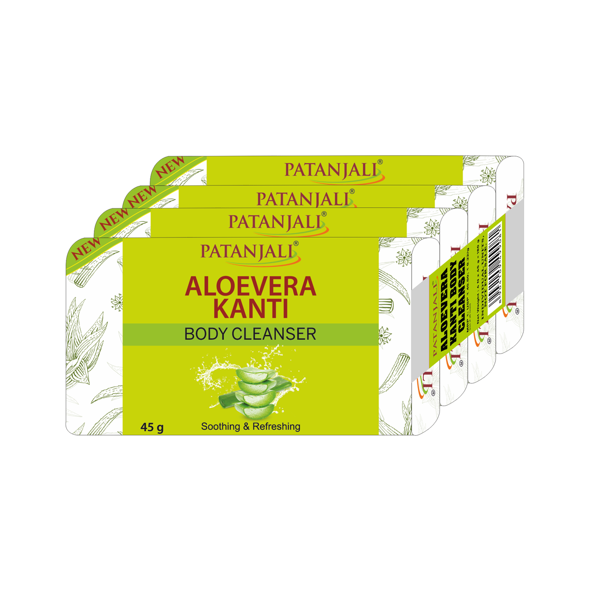 Patanjali Aloevera Kanti Body Cleanser 45g (Pack Of 4)