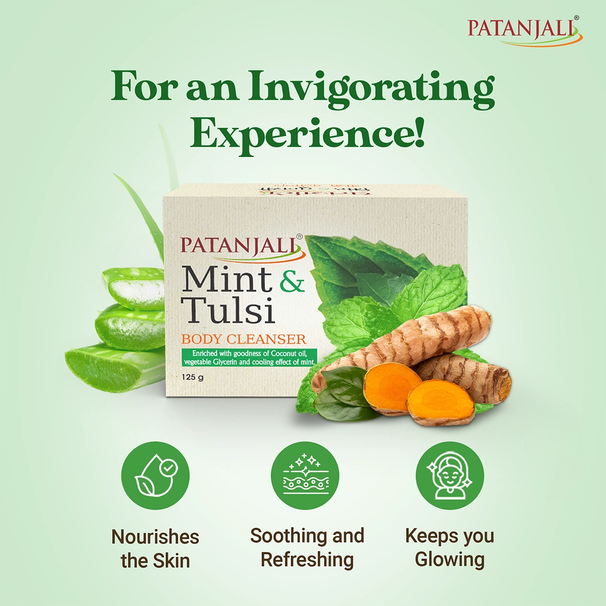 Patanjali Mint Tulsi Body Cleanser 125g