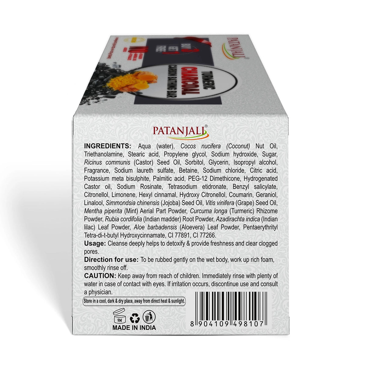 Patanjali Turmeric Charcoal Bathing Bar 125g