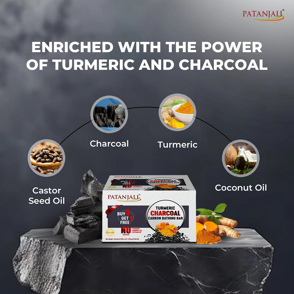 Patanjali Turmeric Charcoal Bathing Bar 125g
