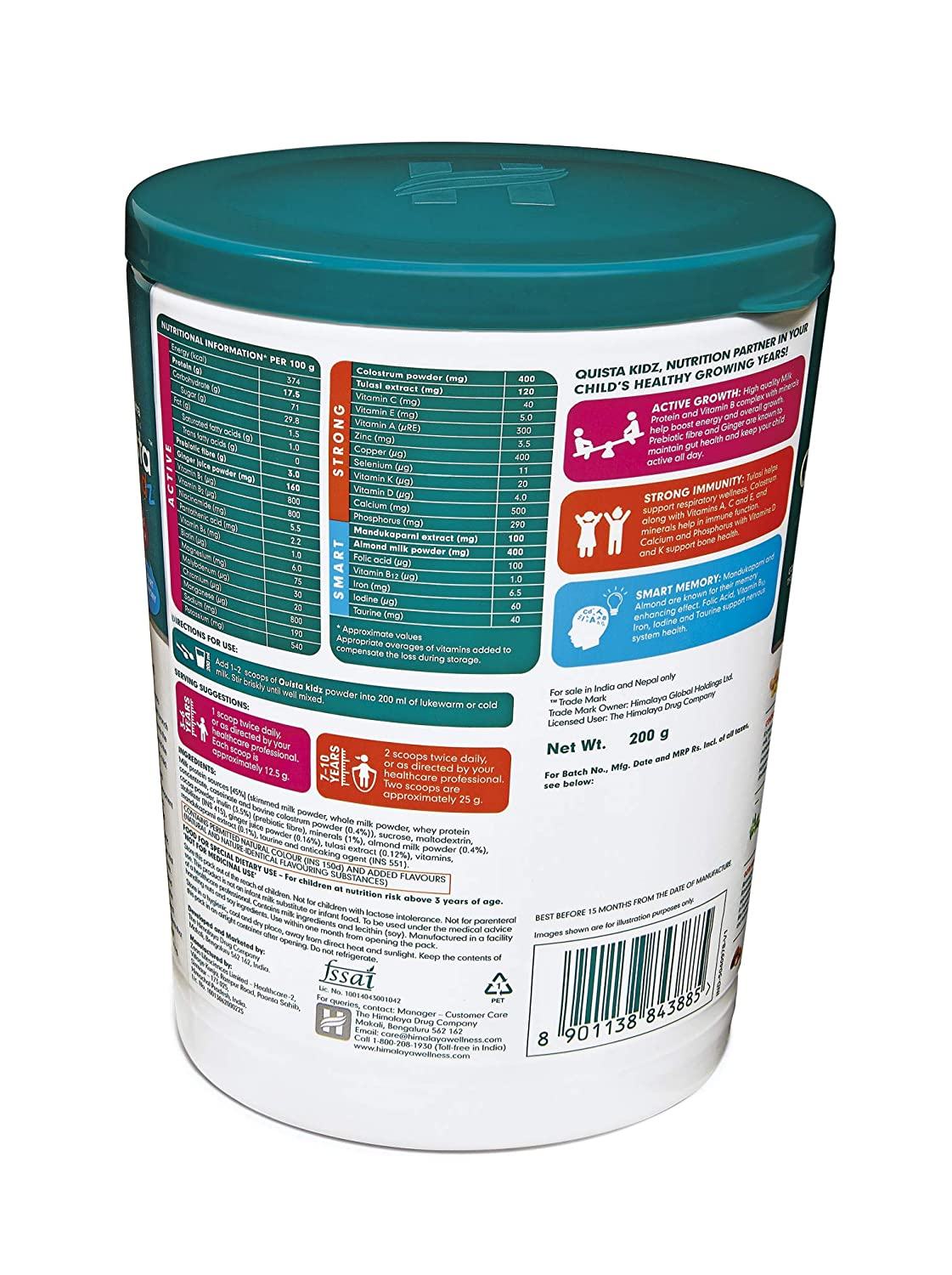 Back view of a food product container with nutritional information and labels.