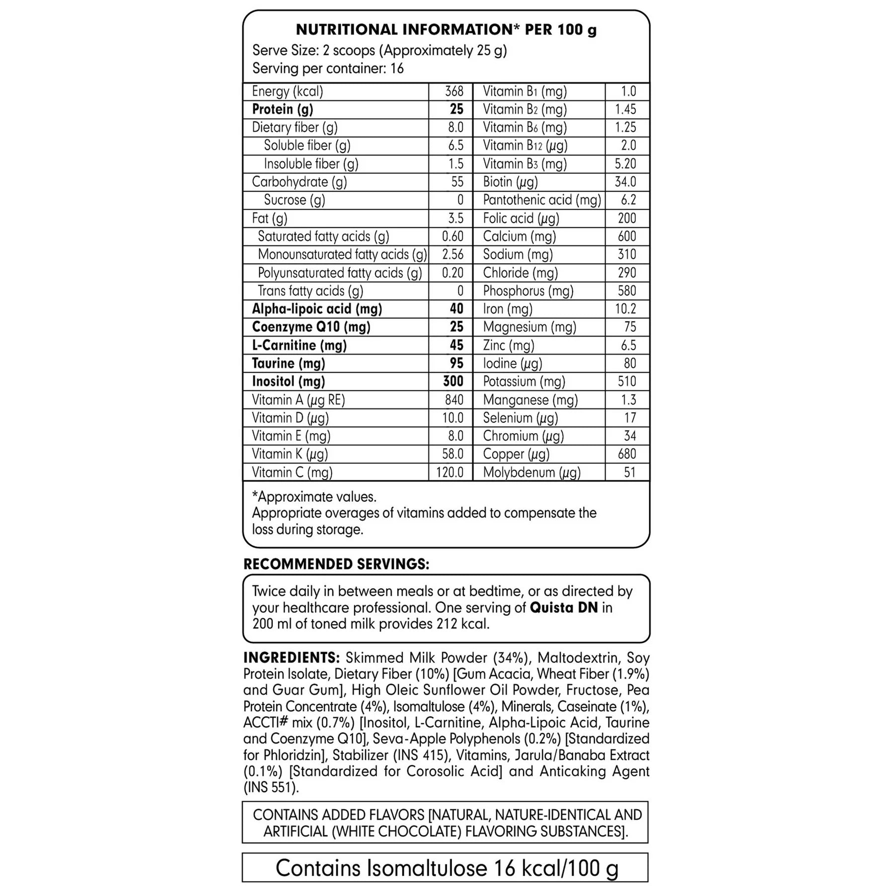 Quista DN Vanilla 400g