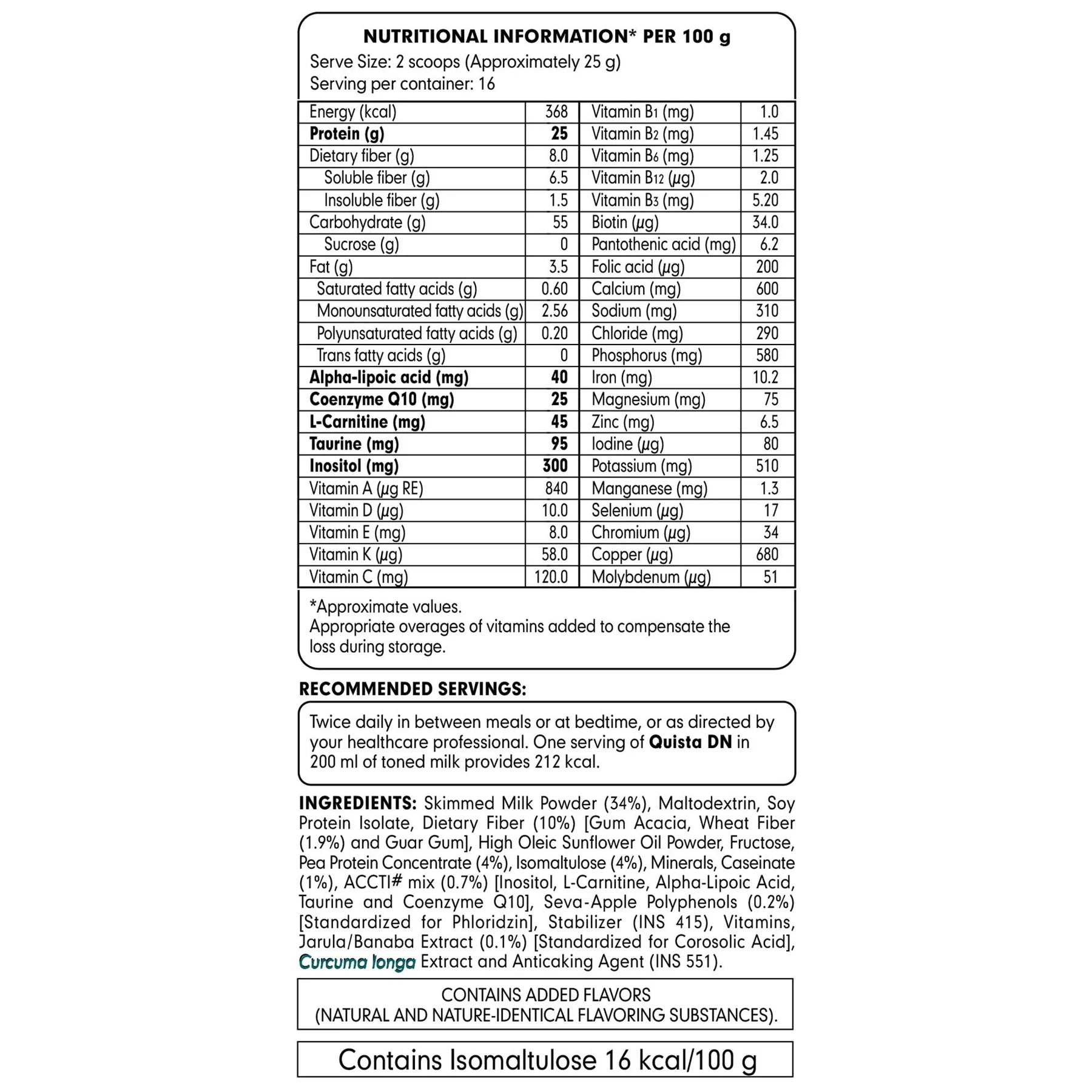 Quista DN Vanilla 400g