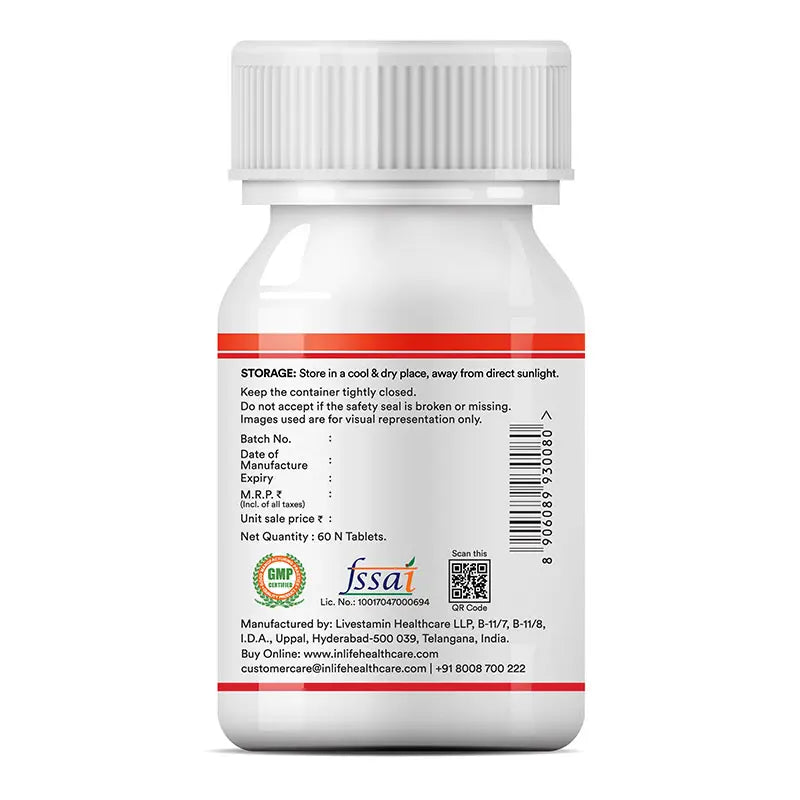 Inlife Antioxidants Supplement with Lycopene, Grape Seed, Green Tea Extract 60 Tablets