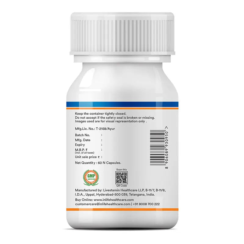 Inlife Energy Booster Supplement | 500mg | Veg. Capsules - 5