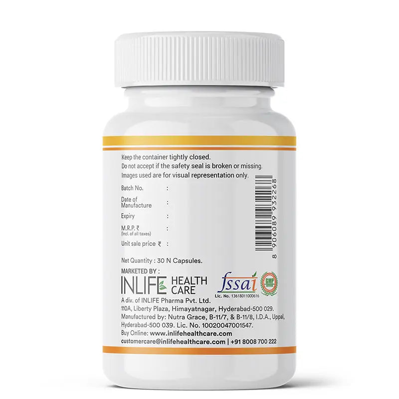 Inlife Plant Based Natural Vitamin E Capsules, Sunflower, Olive & Aloe Vera Oils | 30 Veg. Capsules