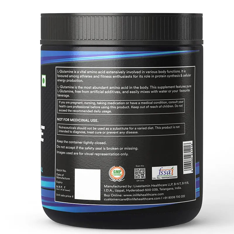 Inlife Micronized L-Glutamine Powder Supplement | 300g