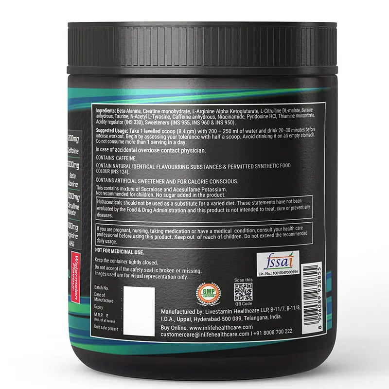 Inlife Pre-Workout Supplement | 200gms - 12