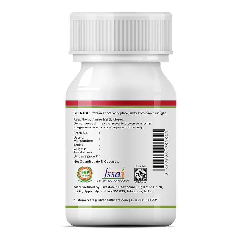 Inlife Cranberry 400mg D-Mannose 400mg | Hibiscus 200mg 60 Capsules