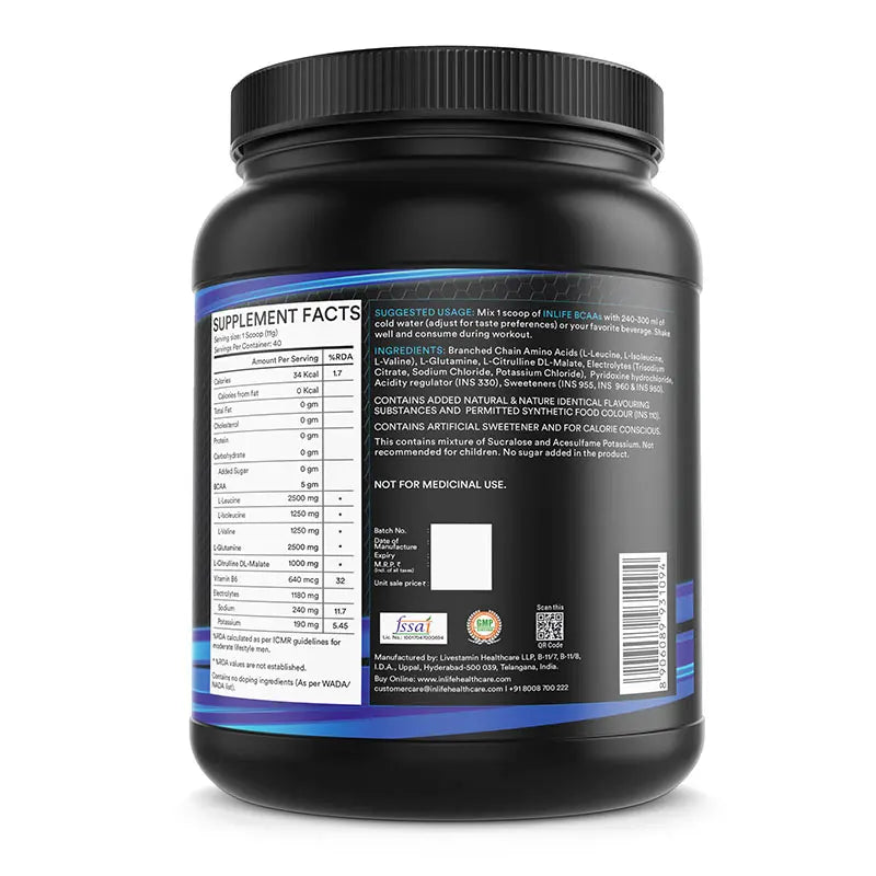 Inlife BCAA Pro Supplement| 250g powder