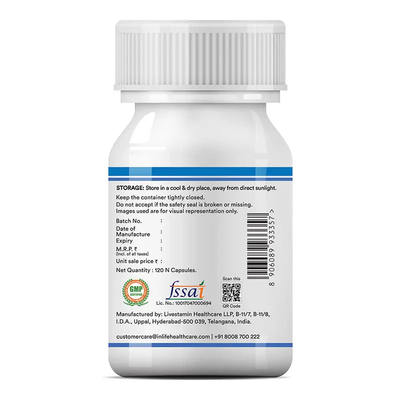 Inlife Zinc Supplements, Chelated Zinc Complex | Men & Women | Veg. Capsules - 6