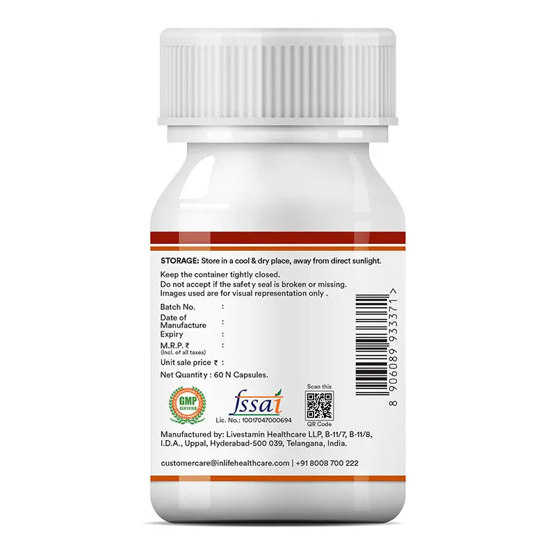 Inlife Berberine Supplement with HCl 500mg, Milk Thistle, Turmeric | 60 Veg. Capsules