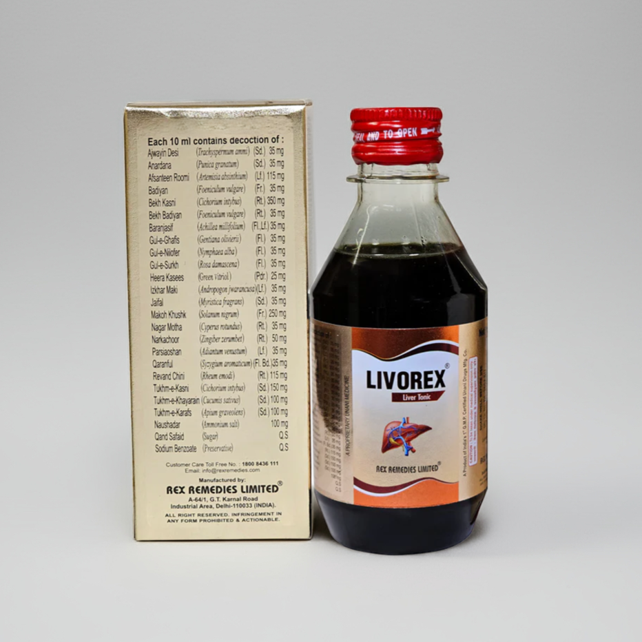 Rex Livorex Liver Tonic 100MLRex Livorex Liver Tonic – Ayurvedic Botanical Blend Rex Livorex Liver Tonic 100ML