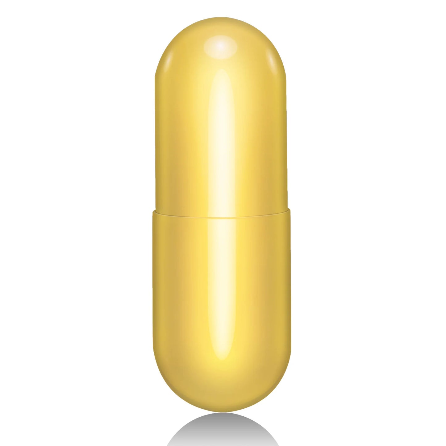 Yellow capsule-shaped container on a white background