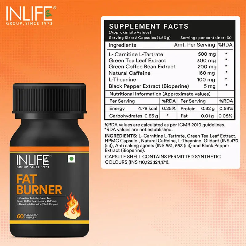 l carnitine black pepper extract L-Carnitine High Strength Supplement | Vegan Capsules with Green Tea & Inlife Fat Burner Supplement for