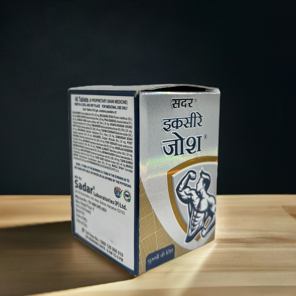 Sadar Ikseer-E-Josh 40 Tablets – Traditional Unani Herbal Powder for Men