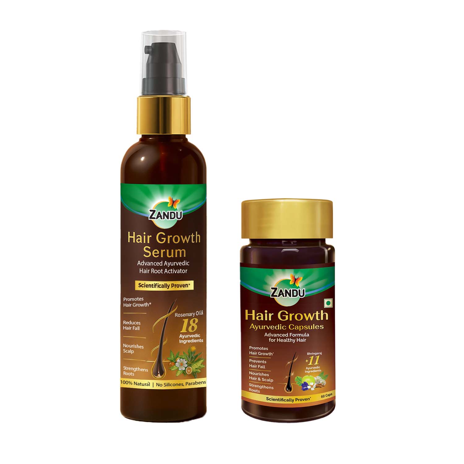 Zandu Hair Growth Serum & Capsules Combo