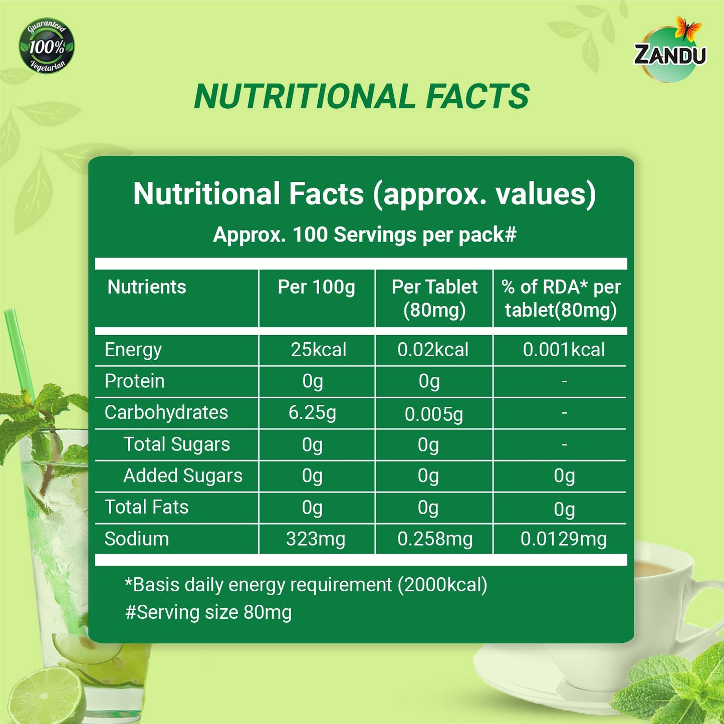 Zandu Stevia Tablets (Meethi Tulsi) 100 Tablets