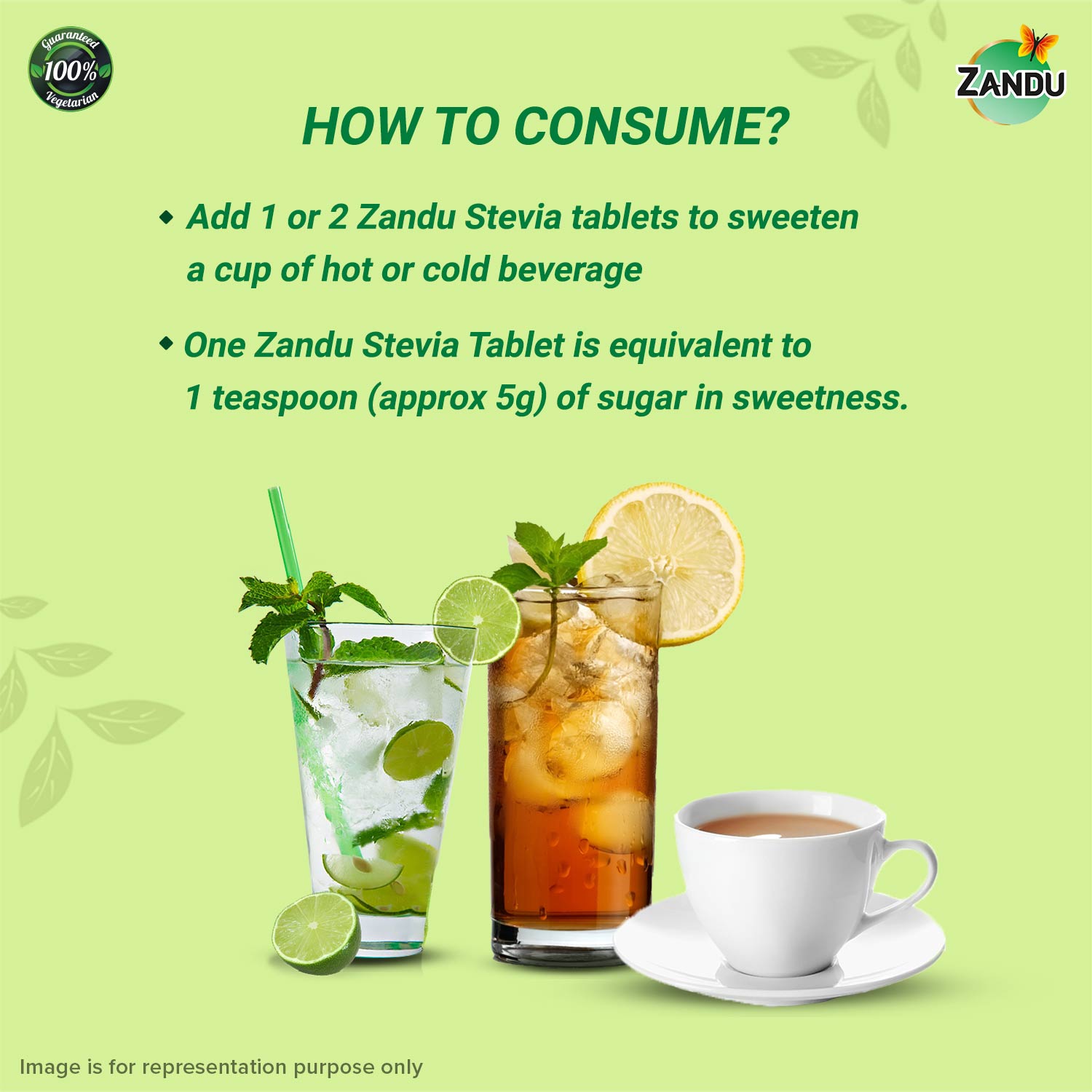 Zandu Stevia Tablets (Meethi Tulsi) 100 Tablets