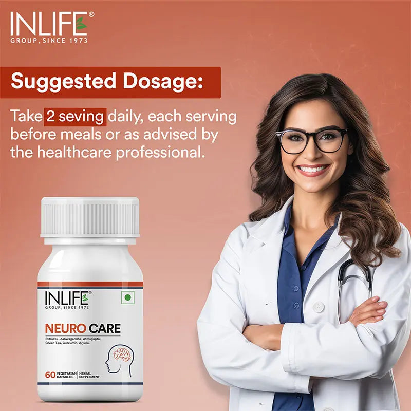 Inlife Neuro Care Supplement, 500mg |Veg. Capsules - 4