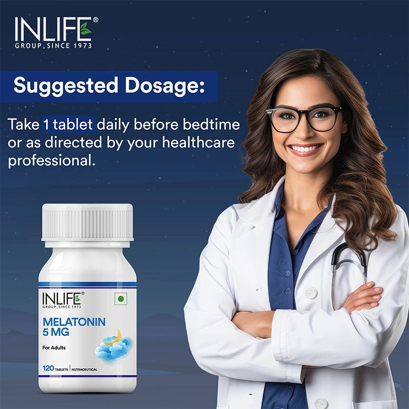 Inlife Melatonin 5mg Tablets Supplement for Adults | Sleep and Relaxation | Vegetarian tablets - 4