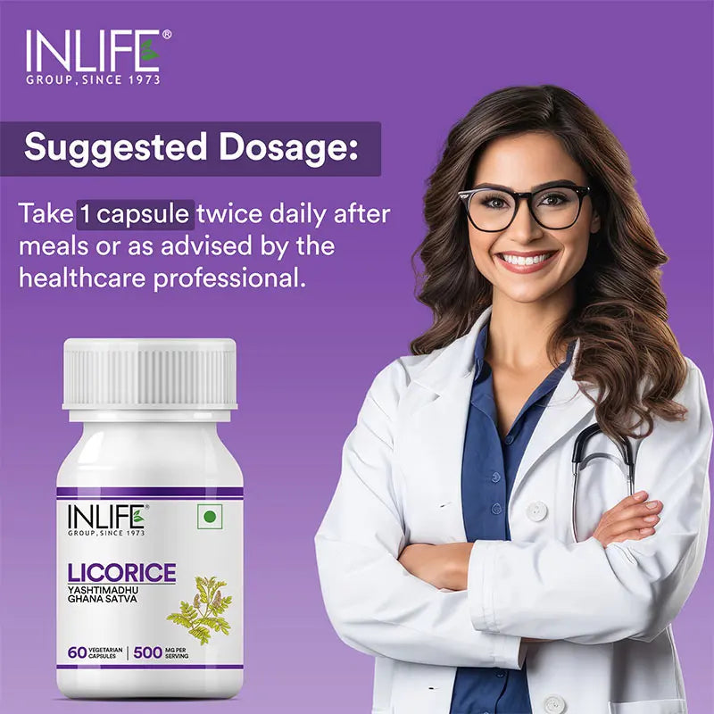 Inlife Licorice Root Supplement | 60 Veg. Capsules