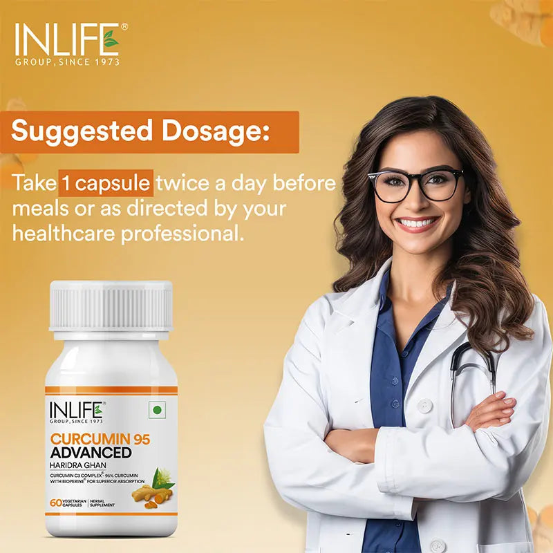 Inlife Curcumin (95% Curcuminoids) with Piperine (Bioperine), 500 mg | Veg. Capsules - 5
