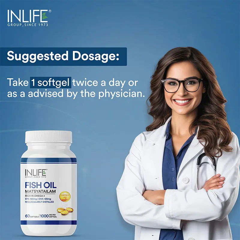 Inlife Fish Oil Capsules Omega 3 Supplement | 1000mg Softgels - 4