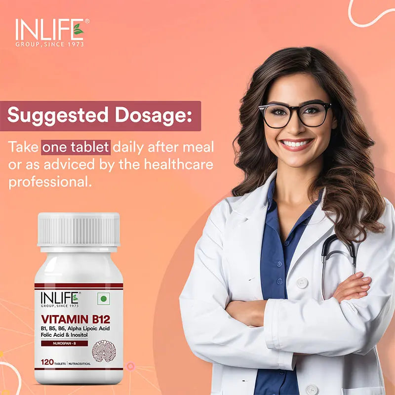 Inlife Vitamin B12 Supplement with ALA, Folic Acid ; Inositol | Tablets (RDA Compliant) - 4
