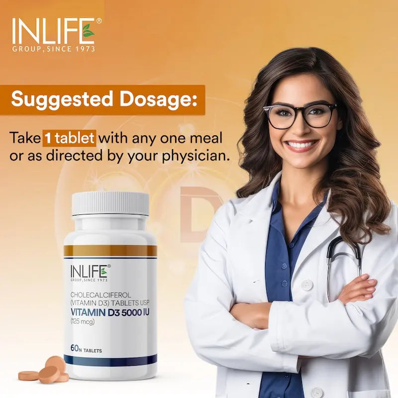 Inlife Vitamin D3 Supplement 5000 IU | Cholecalciferol Tablets - 4