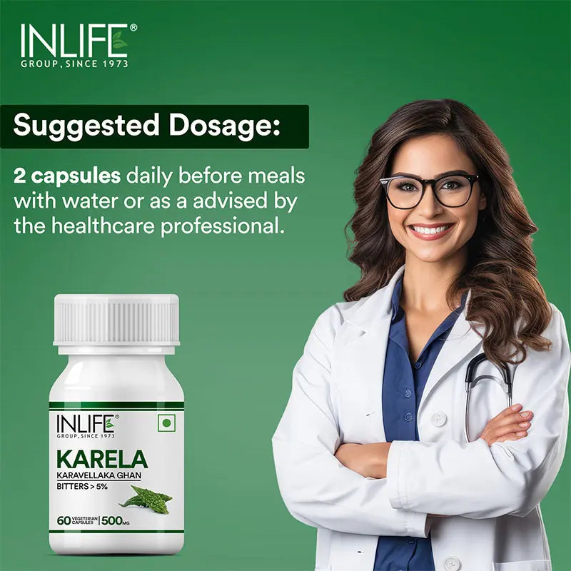 Inlife Karela Bitter Gourd Extract Supplement, 500mg | 60 Veg. Capsules