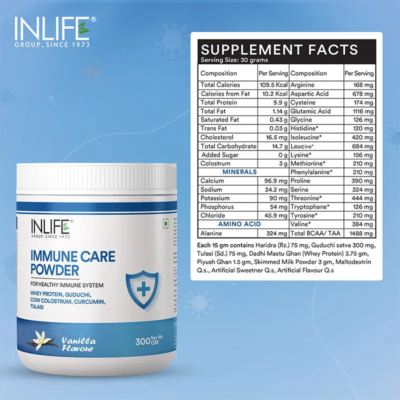 Inlife Immune Care Powder with Whey Protein | 300g (Vanilla) - 3