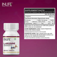 Inlife L-Arginine (1000mg) Serving Supplement | 60 Veg. Capsules
