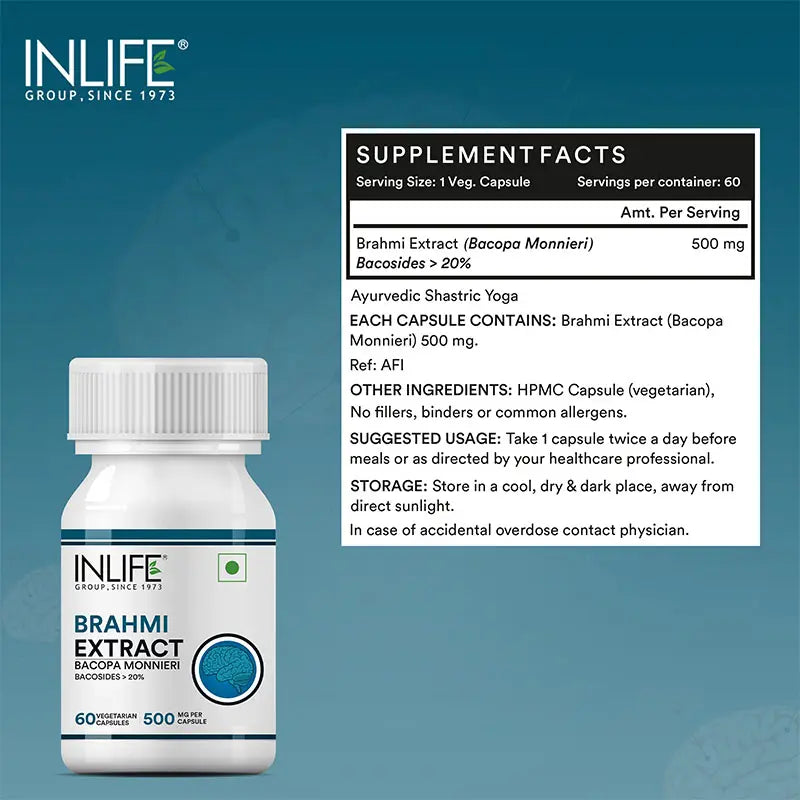 Inlife Brahmi Extract (Bacosides>20%) Supplement | Veg. Capsules - 3