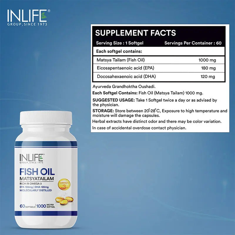 Inlife Fish Oil Capsules Omega 3 Supplement | 1000mg Softgels - 3